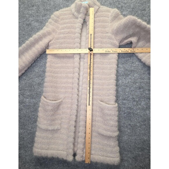 Vintage Escada Coat Womens 36 Small Beige Mohair Wool Long Knit Cardigan 80s - Picture 10 of 12